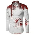 thumbnail image 1 of Men's Casual Halloween Shirt with Unique Handprint Design Festive Long Sleeve Button Down for Eerie Celebrations Customized Style for Halloween Events, 1 of 4