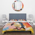 thumbnail image 3 of Designart "Charming Penguin Parade" Penguin Bedding Covert Set - Animals Black Modern Bed Set With 2 Shams, 3 of 6