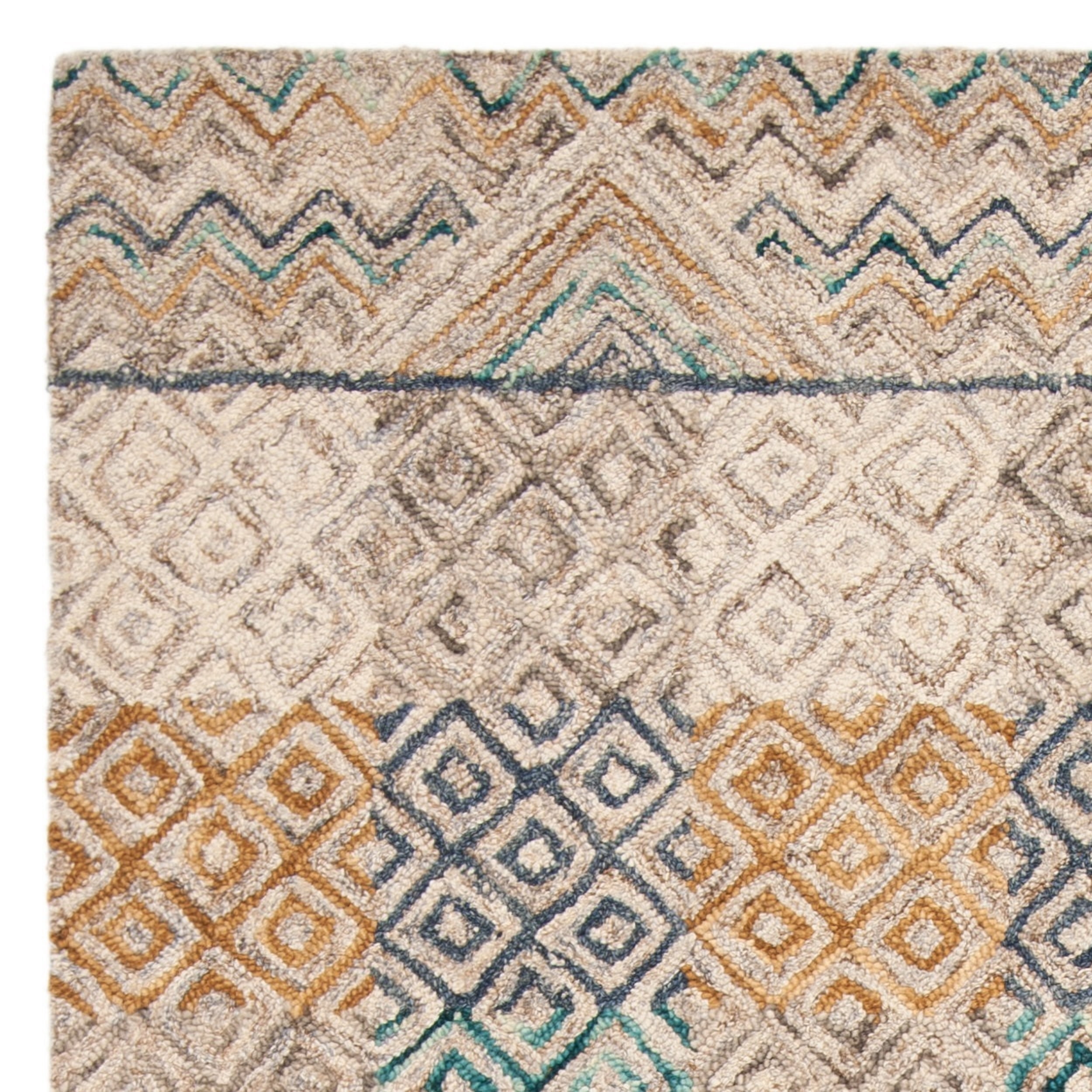 SAFAVIEH Aspen Peregrine Geometric Wool Area Rug, Blue/Gold, 5' x 8'