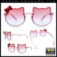 thumbnail image 2 of Kids Size Girls Cute Bow Tie Kitty Ear Rimless Plastic Sunglasses Pink Glitter - Pink Blue, 2 of 7