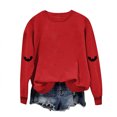 thumbnail image 3 of TKLPEHG Womens Halloween Sweatshirt Fashion Halloween Graphic Long Sleeve Crewneck Loose Fit Fall Clothes Casual Comfy Pullover (Red,XS), 3 of 5