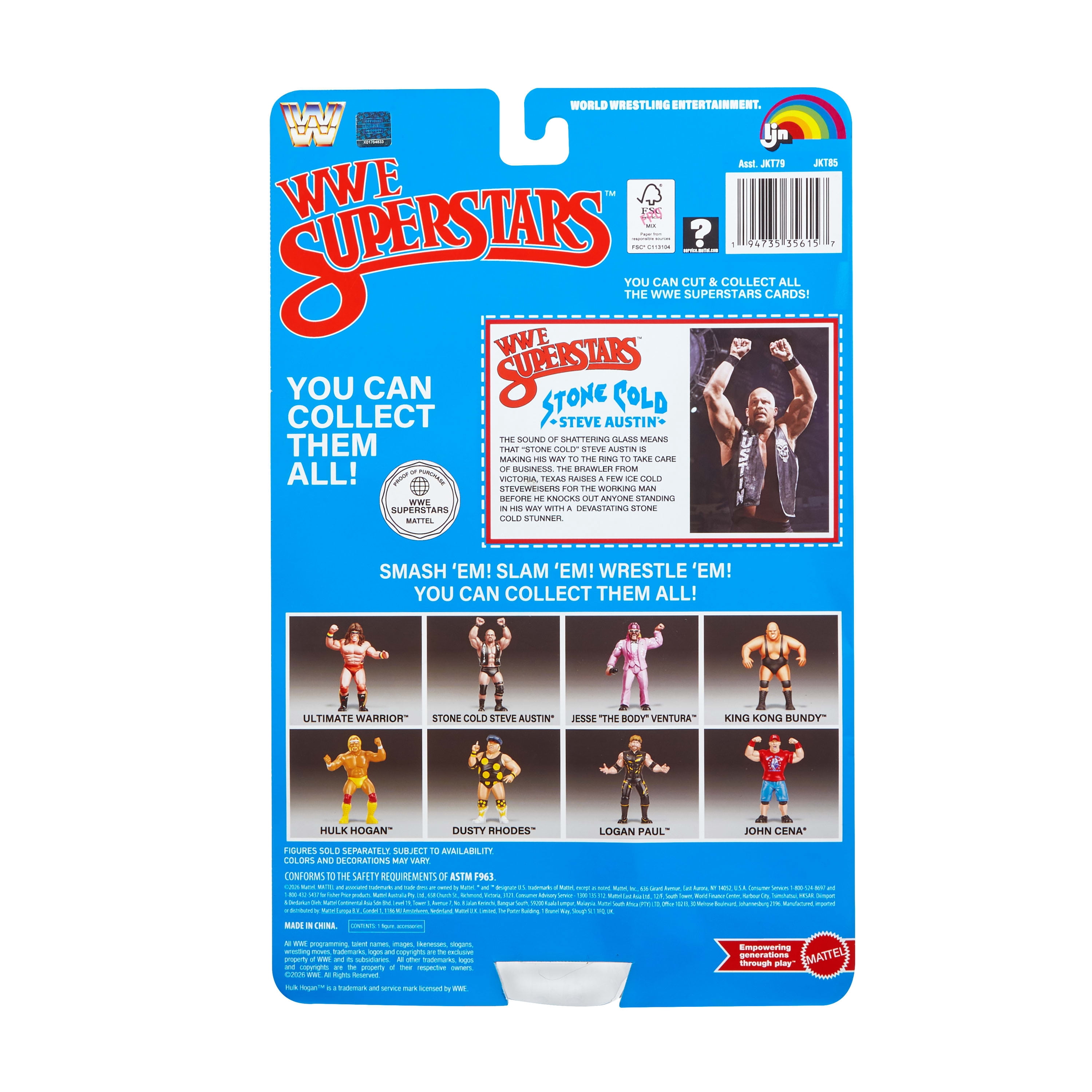 Figurine d’action de LJN WWE Superstars « Stone Cold » Steve Austin, jouet rétro de collection de 8 pouces des années 1980