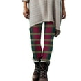 thumbnail image 4 of Roncen Women's Christmas Plaid Print Stretchy Leggings - High-Waist Elastic Waistband Fitness & Running Pants with Tummy Control, Side Pockets for Casual Wear, 4 of 9