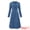 Blue, variant on Wrap A-Line Pleated Midi Long Sleev Dress L Wine Red