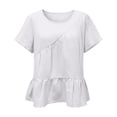 thumbnail image 4 of Womens Floral Babydoll Tops，Casual Summer Shirts Beach Vacation Blouses Floral Blouses For Women Peasant Blouses Lightweight Gauze 3/4 Sleeve Blouses Peplum Tops For Women Boho Floral Tops S, 4 of 4