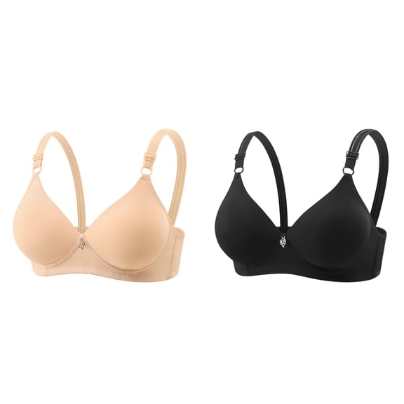 Conairie Wirefree Bras for Women 2 Pack Full Coverage No Underwire Everyday Bras Comfortable Wireless Padded Bras Seamless