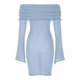 thumbnail image 6 of Women's Long Sleeve Bodycon Mini Dress Mesh Ruched Formal Wedding Guest Cocktail Dresses Light Blue S, 6 of 7