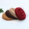 thumbnail image 3 of Fall Winter French Beret Hat for Women Mesh Veil Artist Solid Color Pumpkin Cap, 3 of 15