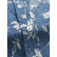 thumbnail image 6 of INSPIRE CHIC Men's Shirt Fishbone Print Point Collar Short Sleeve Button Down Shirt Blue-2 46, 6 of 6