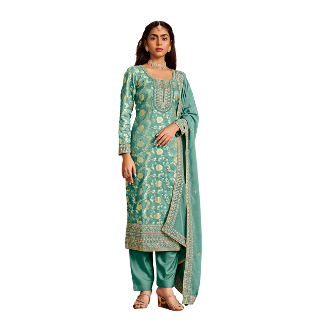 Custom Made Indian Readymade Wedding Party Wear Women Straight Kurti Pant With Dupatta