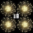 thumbnail image 1 of 4 Pack Firework Lights Led Copper Wire Starburst String Lights 8 Modes Battery Operated Fairy Lights with Remote,Wedding Decorative Hanging Lights for Party Patio Garden Decoration (White), 1 of 7