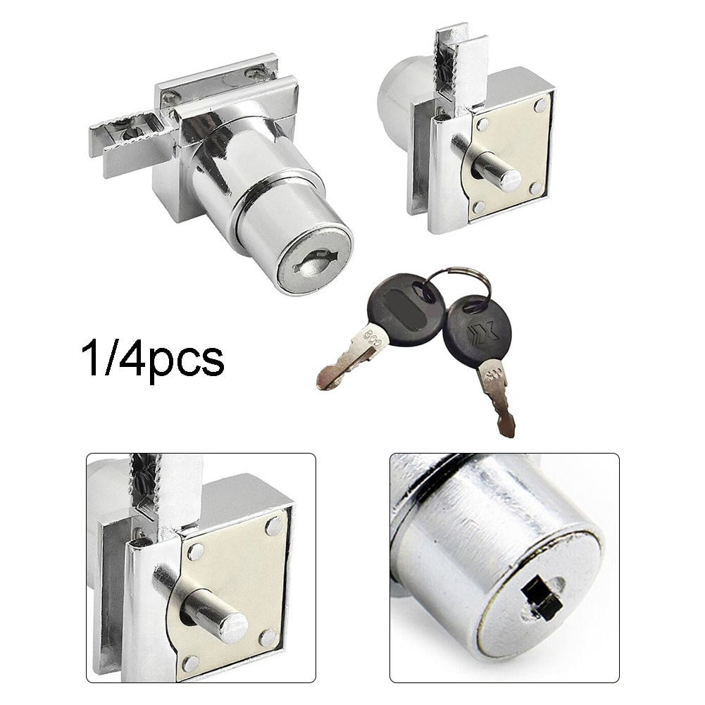 1/4X Showcase Sliding Glass Door Lock Set W / Key For Display Cabinet Terrarium