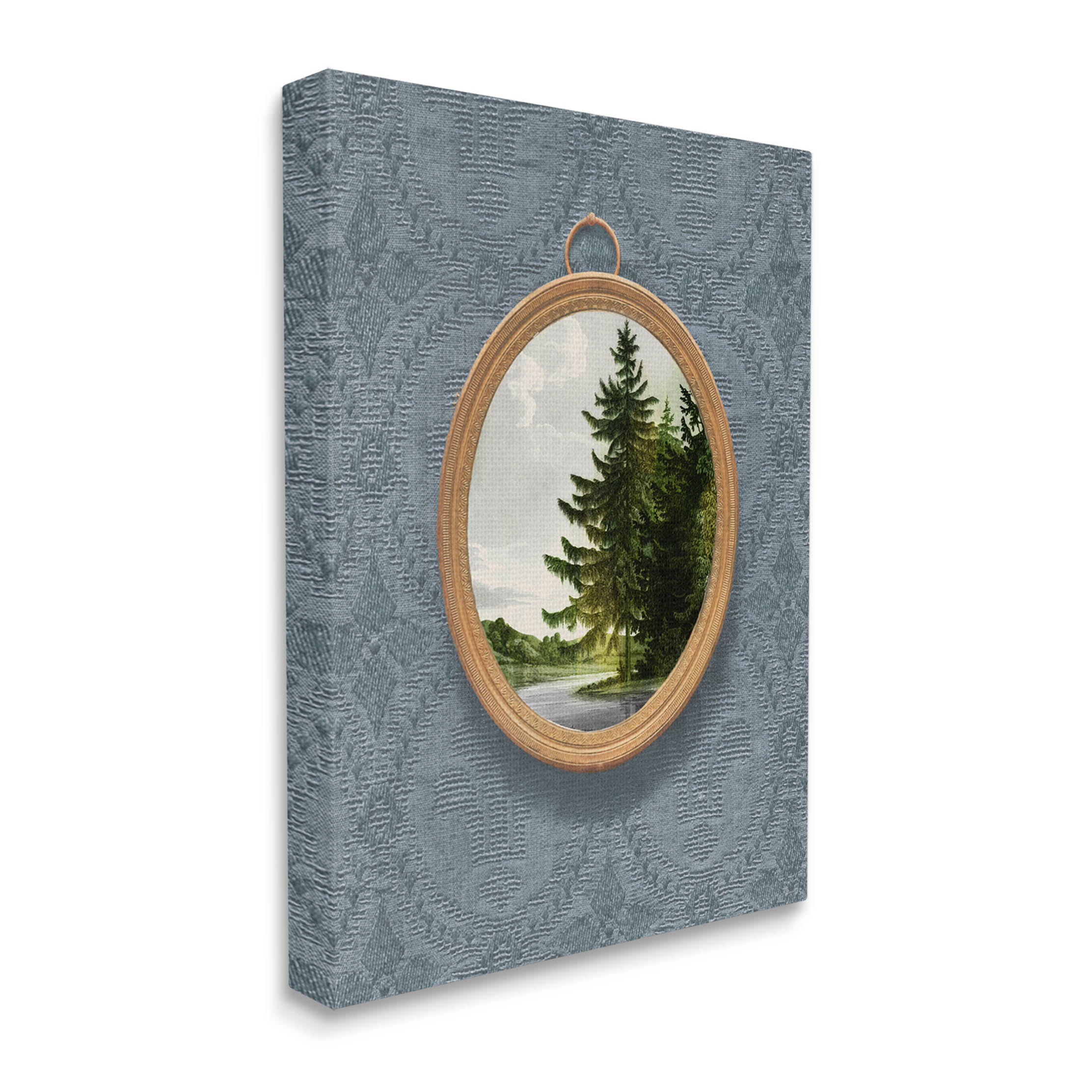 Tree Scene View Vintage Pattern Landscape Graphic Art Gallery Wrapped Canvas Print Wall Art