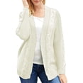 thumbnail image 3 of QWZNDZGR Womens Open Front Long Sleeve Chunky Knit Cardigan Sweaters Loose Outwear Coat, 3 of 4