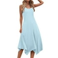 thumbnail image 6 of Uaswgudfs Women's Sleeveless Flowy Maxi Dress with Irregular Hem - Casual A-Line Summer Sundress & Minimalist Design Light Blue XL, 6 of 8