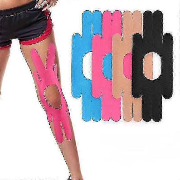 Pre-Cut Kinesiology Tape for Knee,8 Pcs Breathable Adhesive Sport TapeWaterproof and elasticfor Knee,for Running Tennis Swimming