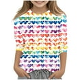 thumbnail image 2 of Spazoro Toddler Girls 3/4 Sleeve Shirts, Casual Spring and Fall Round Neck Love Print Fashionable Tops for Girls Multicolor Size 9-10T, 2 of 5