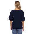 thumbnail image 4 of Women's Ruffle Tunic Top Casual V Neck Shirt Bell Half Sleeve Pullover Blouse Top, 4 of 5