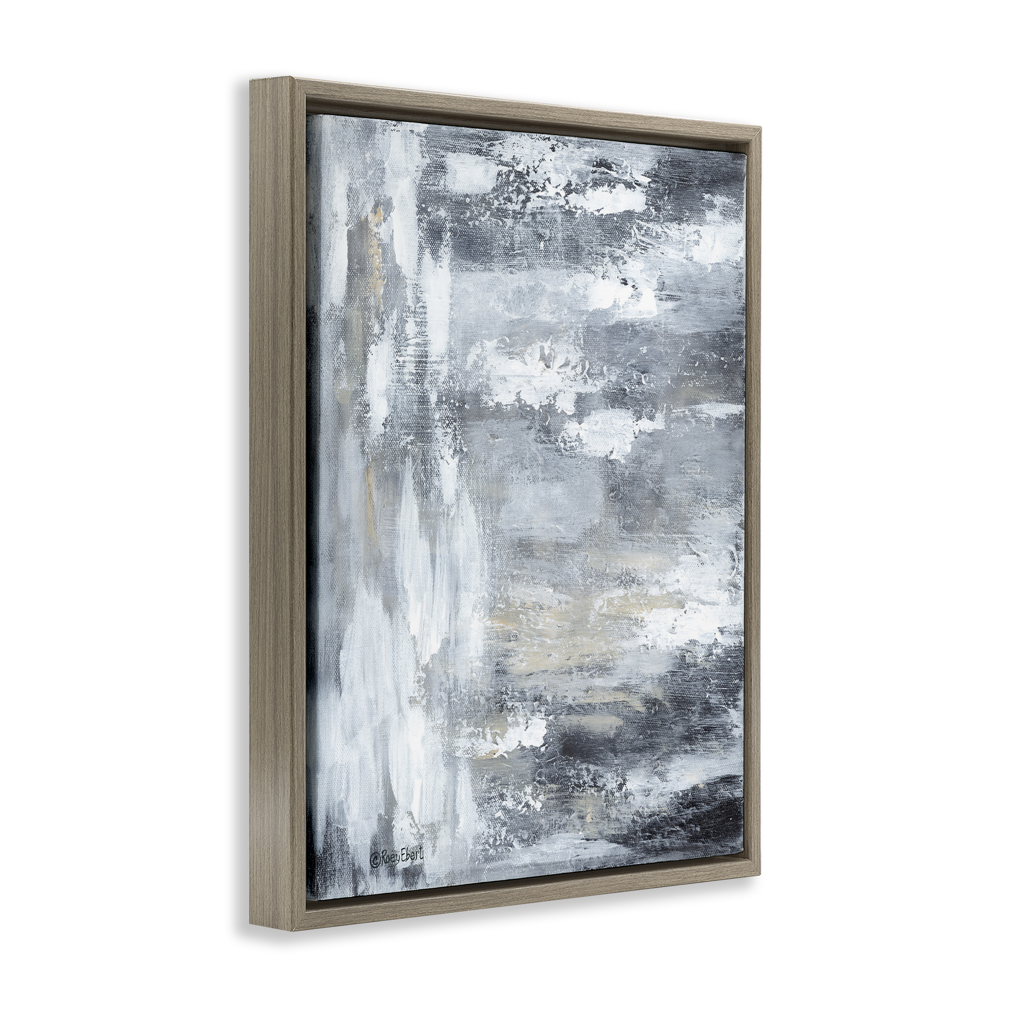 Stupell Industries Grey Brushed Abstraction Abstract Painting Brown Floater Framed Canvas Art Print Wall Art, 25 x 31