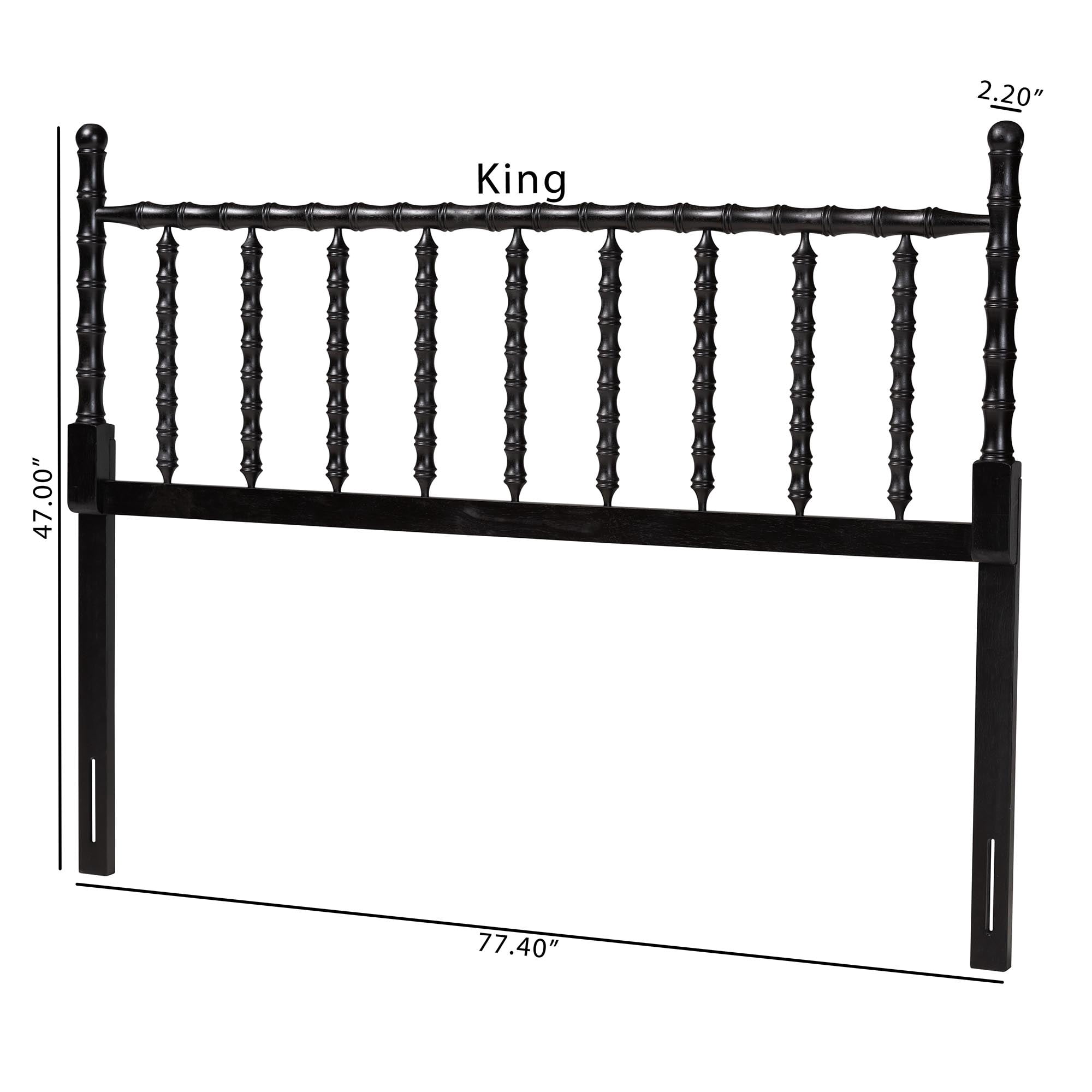 Baxton Studio Edaline Traditional Headboard, Queen, Black