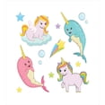 thumbnail image 3 of Narwhal Queen Size Duvet Cover Set, Rainbow Colored Unicorns of the Land and Ocean Girly Illustration Colorful Cartoon, Decorative 3 Piece Bedding Set with 2 Pillow Shams, Multicolor, by Ambesonne, 3 of 3