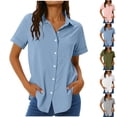 thumbnail image 2 of Yuanlook Women's Collared Button Down Short Sleeve Shirt With Zipper Pocket Size S-XXXL, 2 of 9