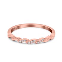 Rose Tone, Simulated Cubic Zirconia Size-5 Twist Infinity Band Ring Wedding Band 925 Sterling Silver