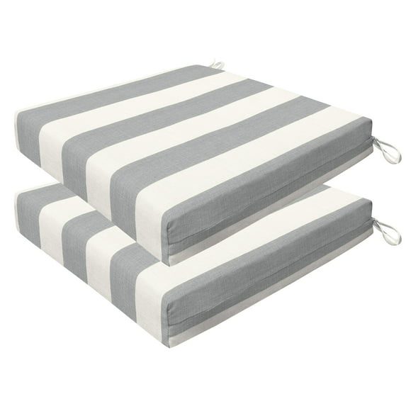 Honeycomb Outdoor Cushion Set 20"" x 20"", Cabana Stripe Stone Grey Dining Patio Cushions