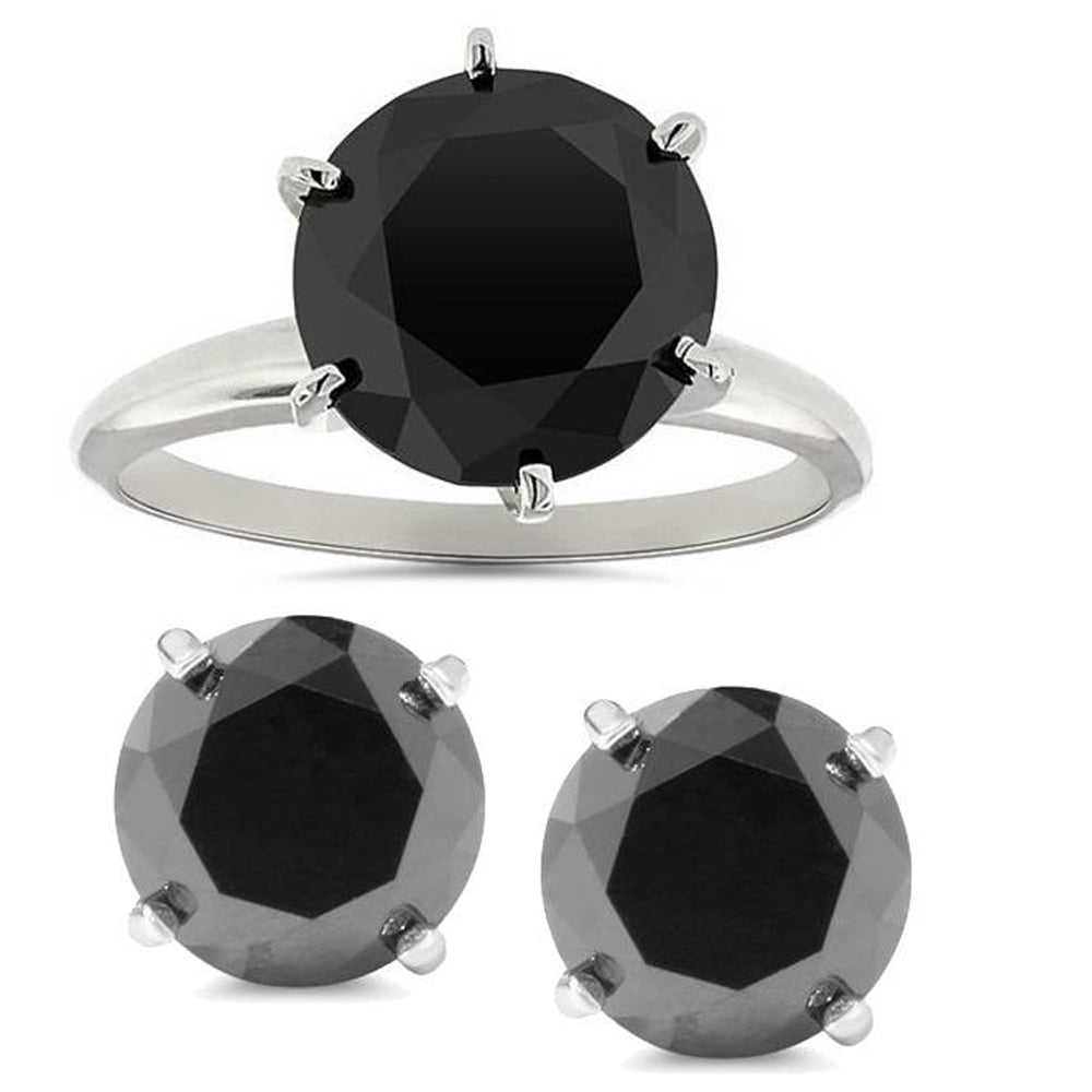 Black diamond solitaire engagement ring clearance