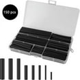 thumbnail image 1 of Kit de tubos termorretráctiles, 150PCS-NEGRO para circuito, automóvil, reparación hidroeléctrica, 1 of 5