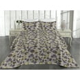 thumbnail image 2 of Ambesonne Floral Quilted Bedspread Set 3 Pcs, Leaves with Colorful Blots, Queen, Fawn and Pale Eggplant, 2 of 4