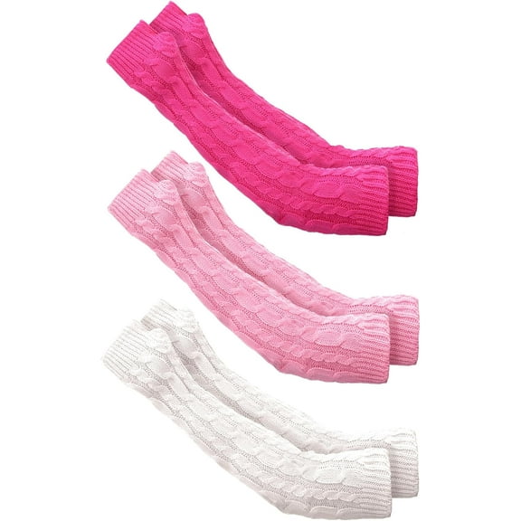 Lsupdaol 3 Pairs Arm Warmers Long Fingerless Gloves Knit Wrist Warmers with Thumb Hole Open Finger Arm Socks for Women Adult