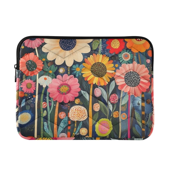 FORMRS 13-13.3 inch Laptop Sleeve Case Soft Carrying Quilted Computer Bag Cover, Large Colorful Flowers