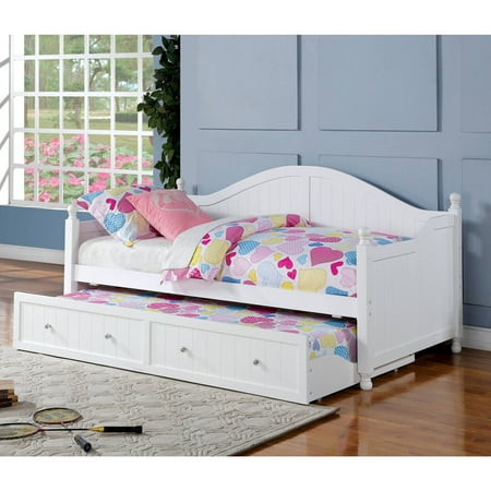 Coaster Curved Back Daybed with Trundle in White Finish (Box 1 of 3)