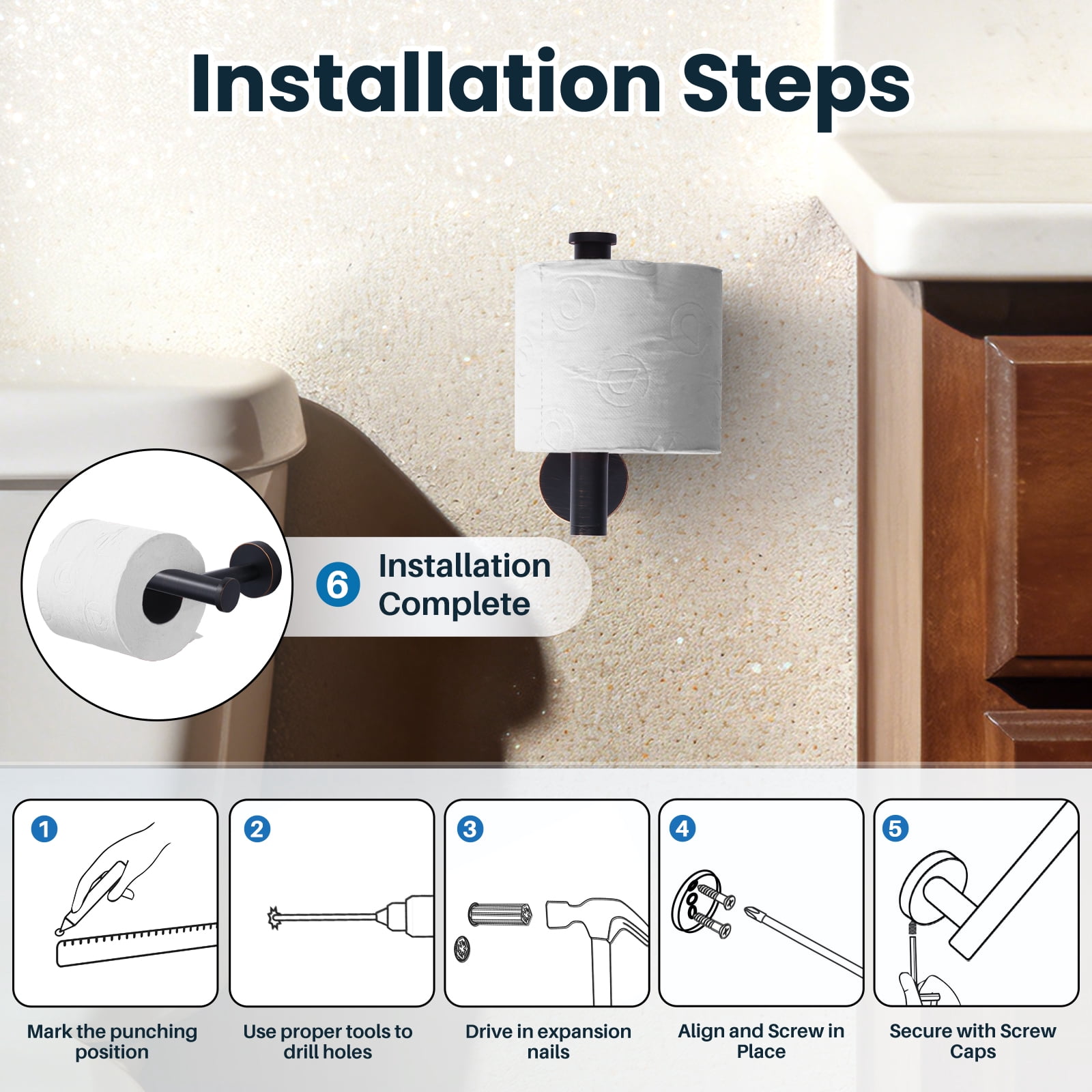Wowow SUS304 Stainless Steel Toilet Roll Holder Wall Mount in Oil Rubbed Bronze