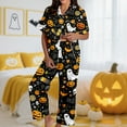 thumbnail image 2 of Pajamas For Women Set Halloween Pumpkprint Short Sleeve Shirts Long Pants Costume Sleepwear Loungewear Nightwear Nightclothes Homewear, 2 of 5