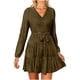 thumbnail image 3 of TaTaai Women Elegant Casual Velvet Long Sleeve V Neck Belted Dress Solid Color Temperament Dress Soft Stretchy Comfortable for Daily Party Wear Gift, 3 of 9