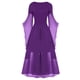 thumbnail image 3 of Womens Halloween Costumes 2024 Cosplay Gothic Dresses Women Casual Plus Size Cold Shoulder Dress Solid Color Lace Butterfly Sleeve Halloween Gothic Dress, 3 of 5