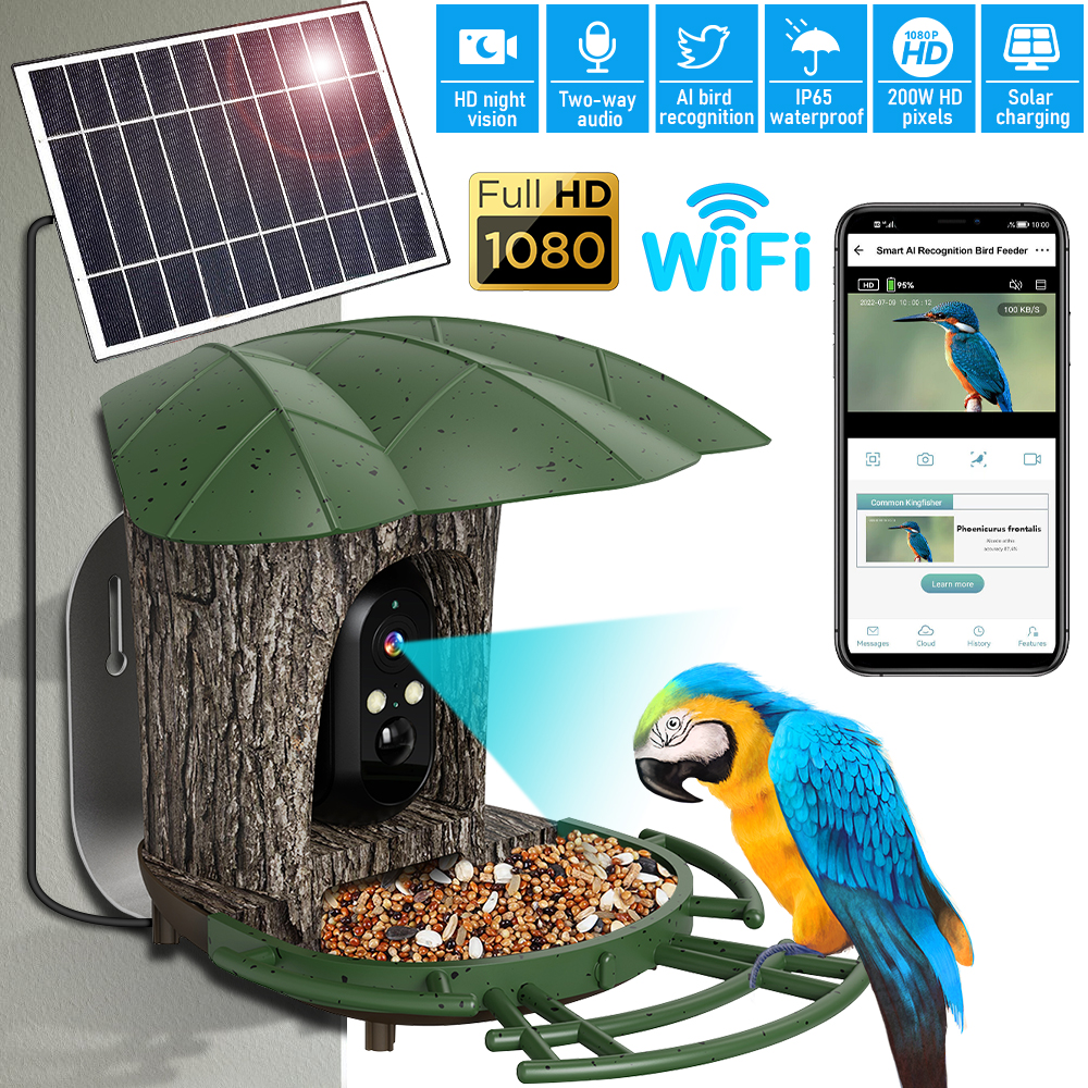 Smart Bird Feeder with Camera,Bird House with Cameras Free AI Identify