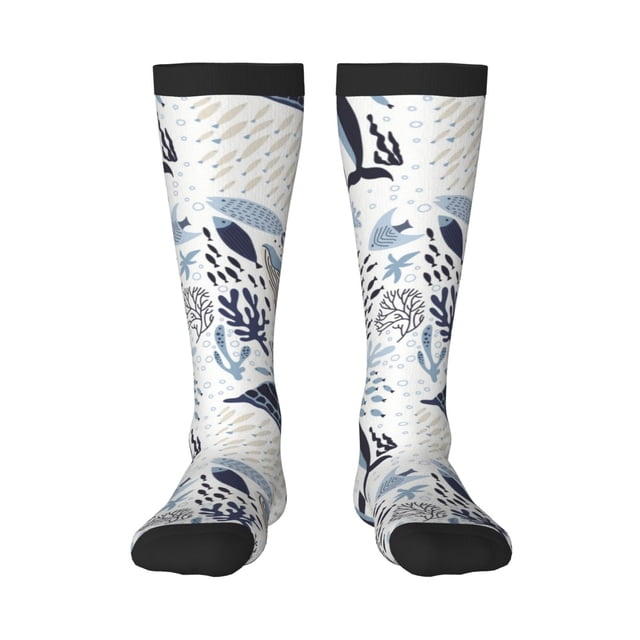 Fotbe Sea Animal Calcetas Divertidas Estampadas para Hombre y Mujer, Calcetas de Algodón hasta la Rodilla para Caminar, Correr, Enfermería y Embarazo