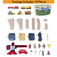 Wooden Train Set 70pcs with Construction Train Tracks and Color Box for