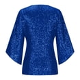thumbnail image 6 of zaveiop Womens Sparkly Sequin Tops,3/4 Sleeve Glitter Party Dressy Blouse,V-Neck Disco Evening Club Concert Shirt (Blue, XL), 6 of 6