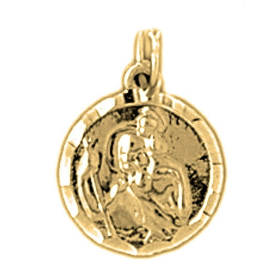18K Yellow Gold Saint Christopher Pendant - 16 mm