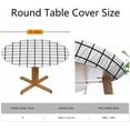 thumbnail image 2 of Grid Striped Tablecloth Round Black White Cell Grids Buffalo Plaid Waterproof Wipeable Table Cloth Cover for Dining Room Fitted Table 44 inch, 2 of 4