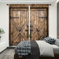 thumbnail image 3 of WNOOHIY Nostalgic Atmosphere Barn Door Wood Texture Light-filtering Window Curtains for Bedroom and Living Room, Set of 2 Panels, 3 of 8