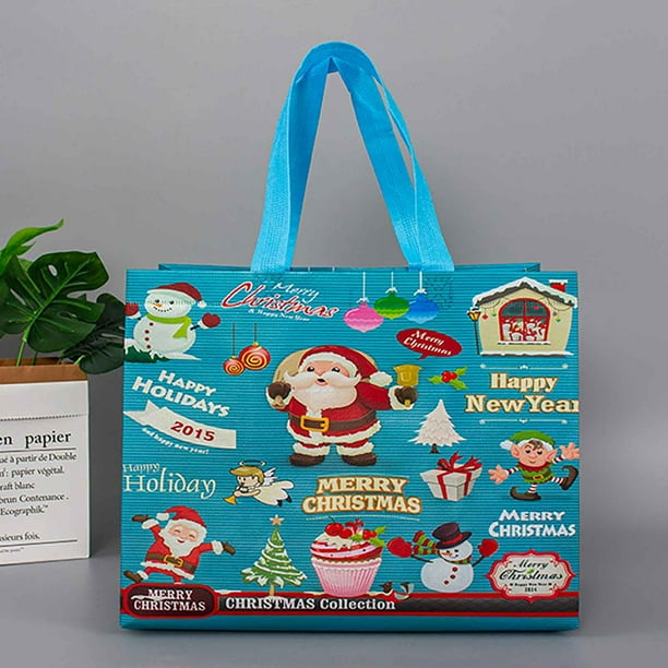 Bolsas navideñas con asas | Bolsas reutilizables de tela no tejida para compras y regalos | Bolsas navideñas multiusos grandes