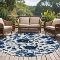 thumbnail image 4 of Round Rugs 5Ft, Navy Blue Botanical Peony Round Area Rug Washable Indoor Throw Carpet, Vintage Floral Blossom Soft Non Slip Circle Rug for Cabinet Bathroom Home Decor Aesthetic, 4 of 8