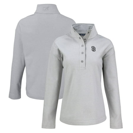 Women s Cutter & Buck Gray San Diego Padres Hunts Point Eco Half-Snap Jacket