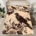 thumbnail image 2 of Manfei Halloween Crow Teens Bed Sheets, Gothic Romantic Skeleton King Sheets, Spider Web Sheet Set, Luxury Bedroom Decor, 4 Pieces, 2 of 7