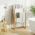 thumbnail image 2 of Gymax 3-Tier Freestanding Towel Rack w/ 3 Hanging Crossbars for Bathroom Natural, 2 of 10